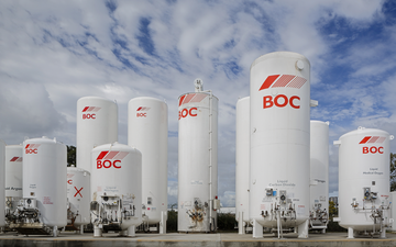 A selection of BOC industrial gas bulk storage tanks