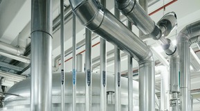 Gas pipes at a beverage production site
