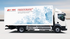 A FROSTCRUISE branded BOC In-Transit refrigeration truck using liquid nitrogen (LIN)