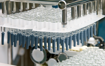 Vials of vaccines being manufactured