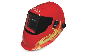 BOC welding helmet with flames on the side 