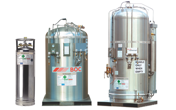 Three sizes of BOC cryogenic storage vessels